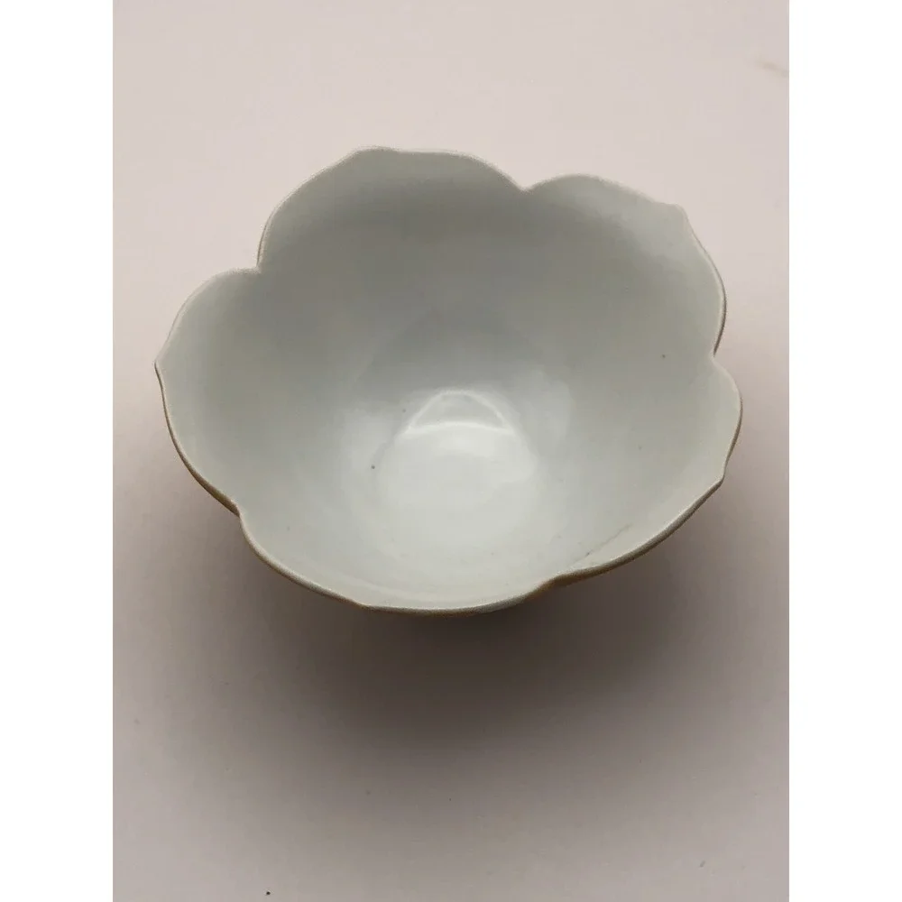 VTG Lotus Blossom Shaped Rice Bowl Burnt Orange